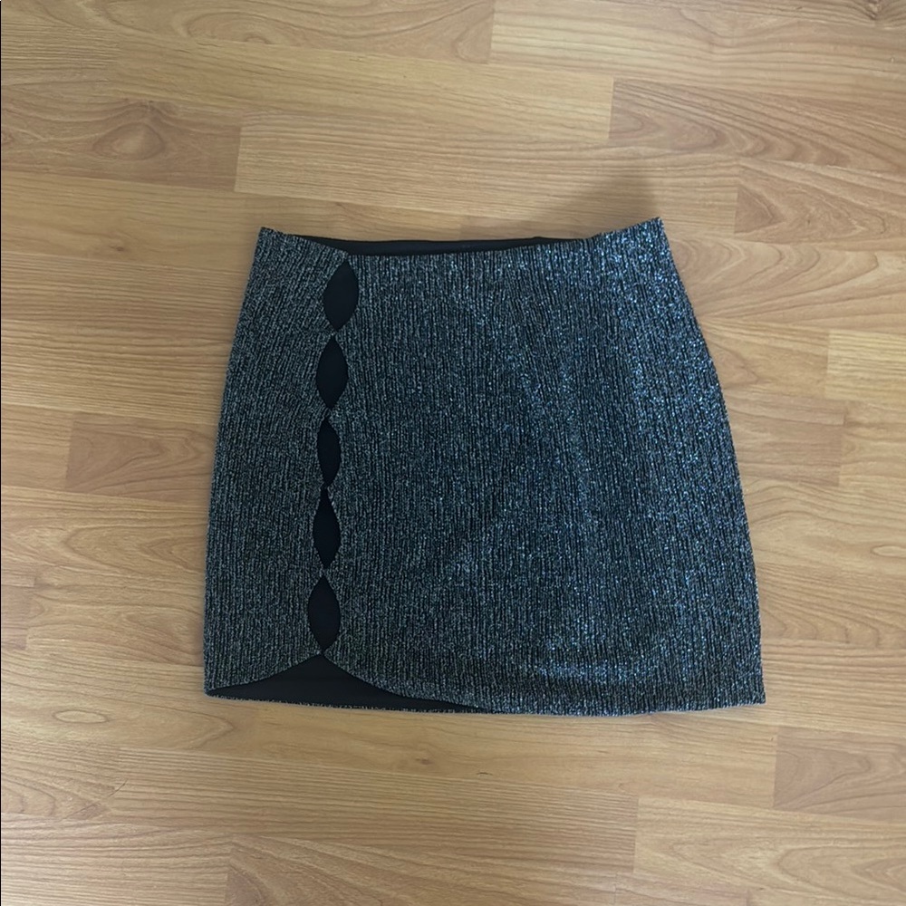 Sexy Revolve Cut Out Metallic Mini Skirt